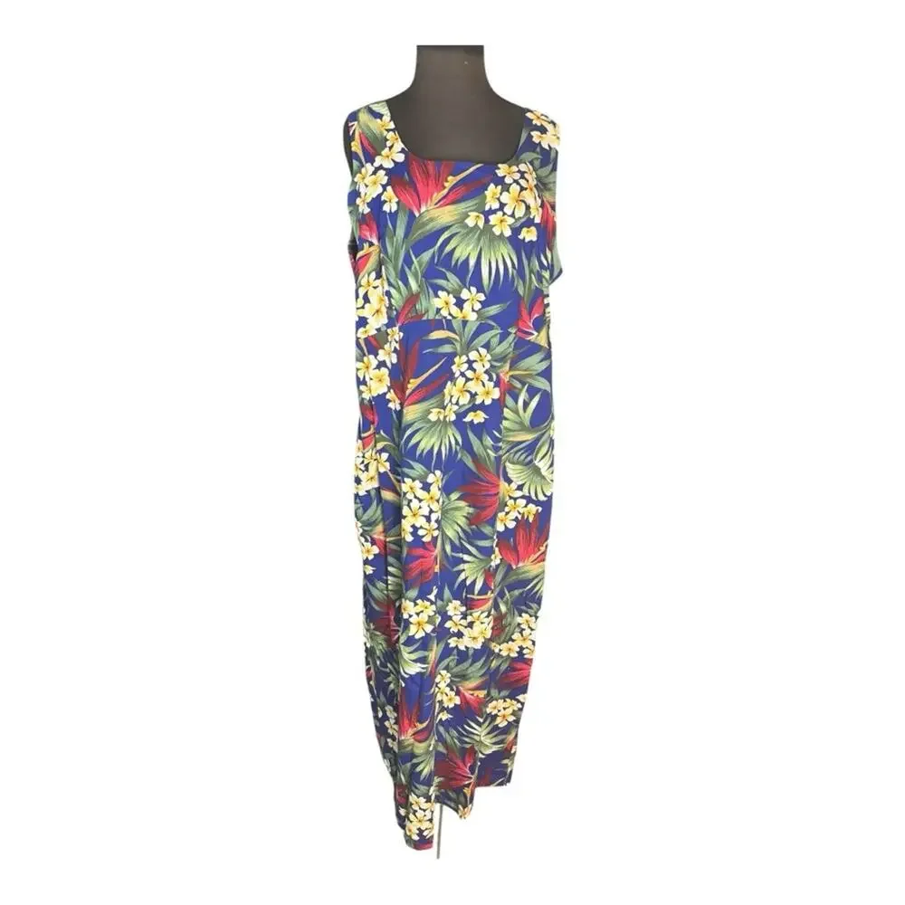 Vintage 90s Hilo Hattie Hawaiian Tropical Button Top Coord Maxi Dress Womens 20